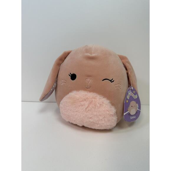 Squishmallows BUNNY 8” Easter Plush Satine the Bunny Rabbit Pink Glitter - Picture 1 of 10